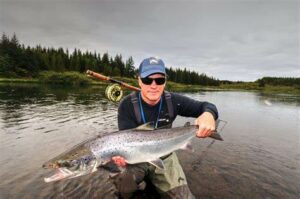 Fly fishing for salmon in Iceland
